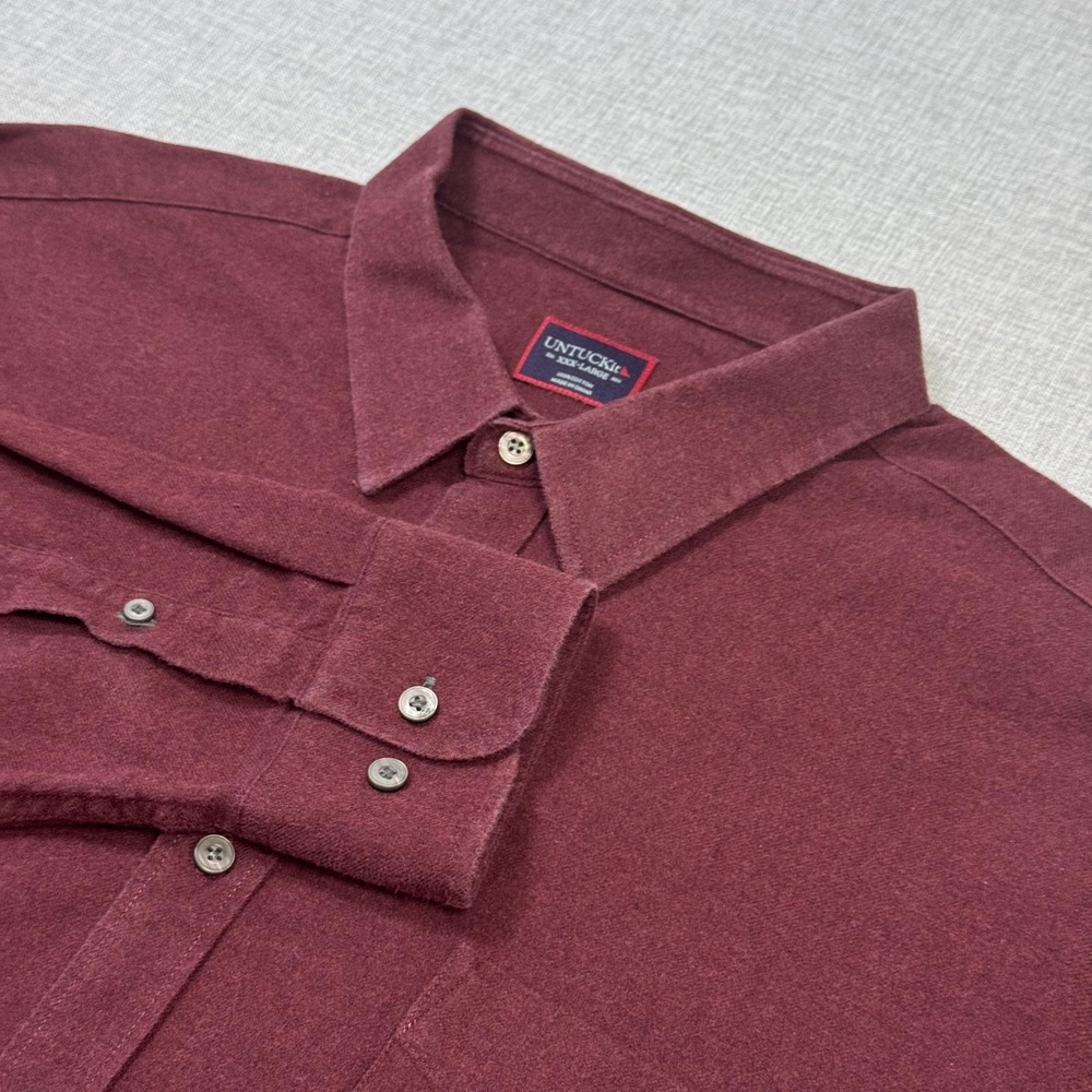 UNTUCKit Flannel Button-Up Shirt Mens 3XL Maroon Sherwood Long Sleeve Cotton